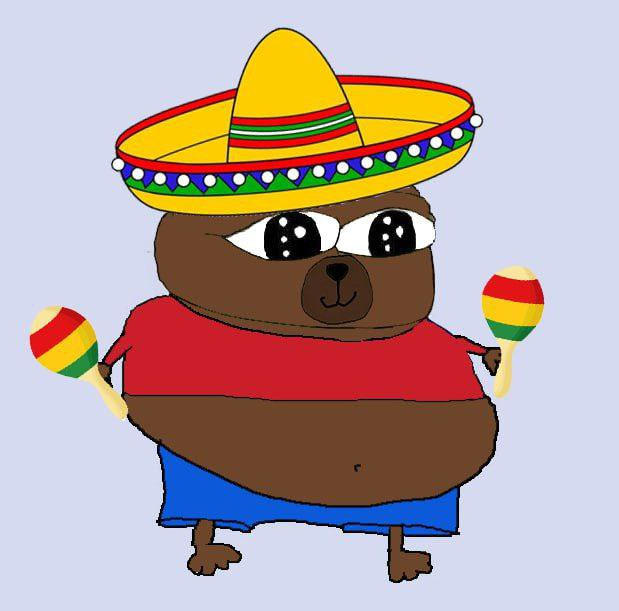 Bobo wearing a sombrero and shaking maracas