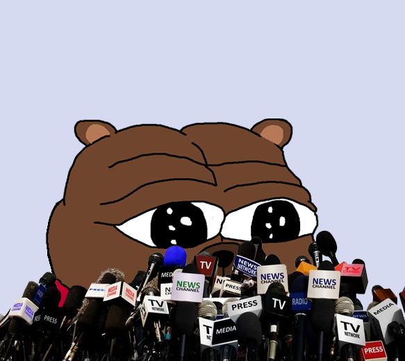 Bobo surrounded by microphones at a big interview